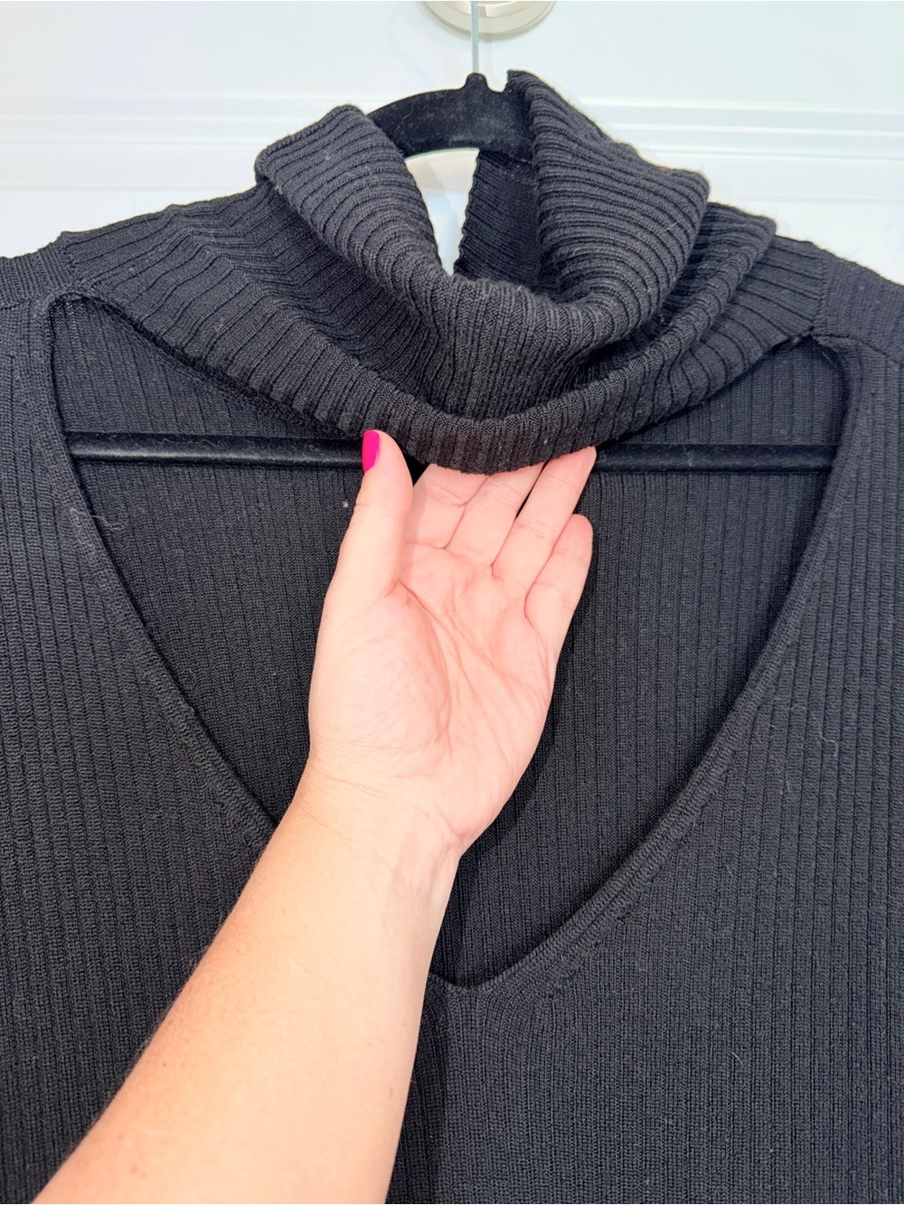 Anthropologie Maeve Black Ribbed Cowl-Neck Open Back Sweater - Picture 6 of 8